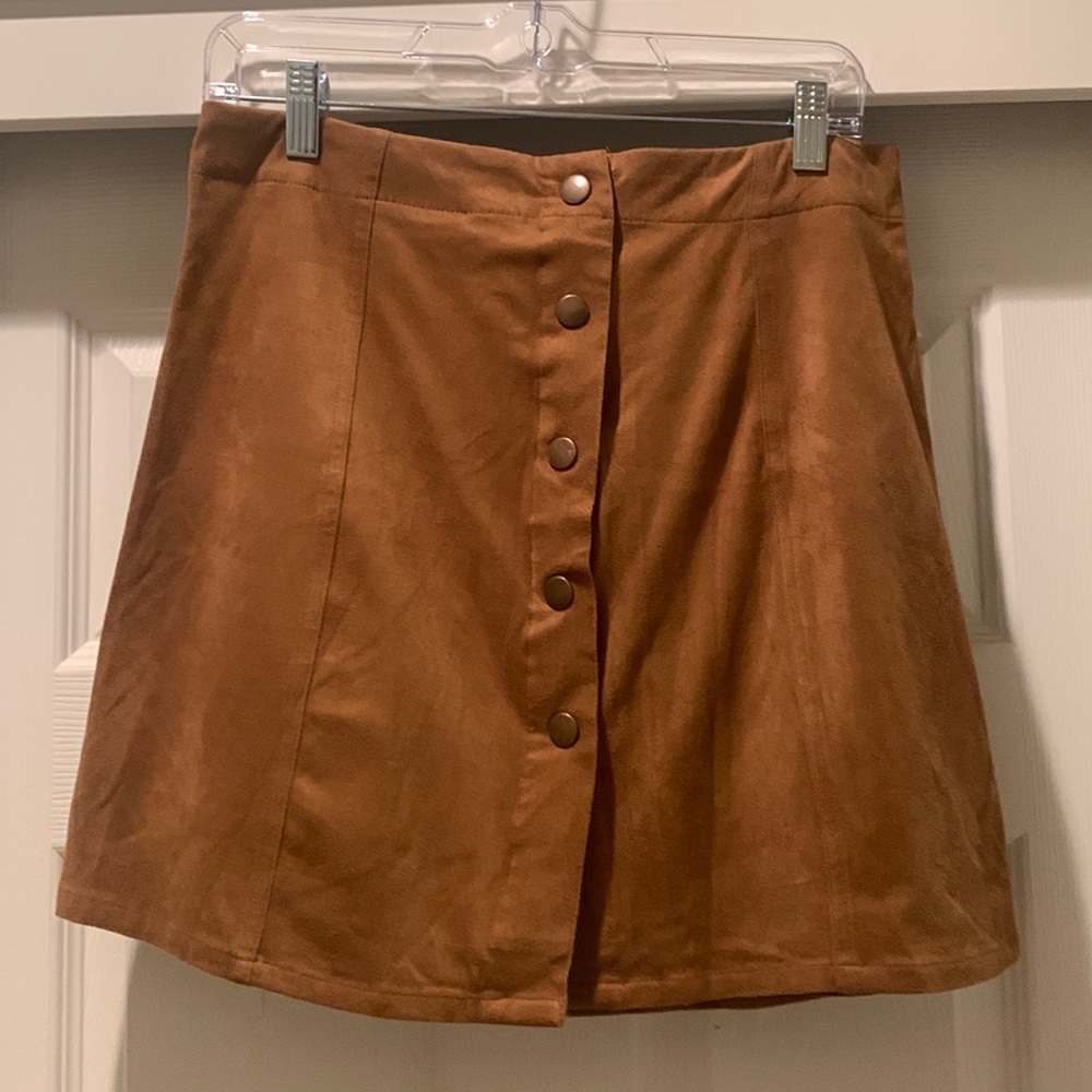 Camel color suede skirt
